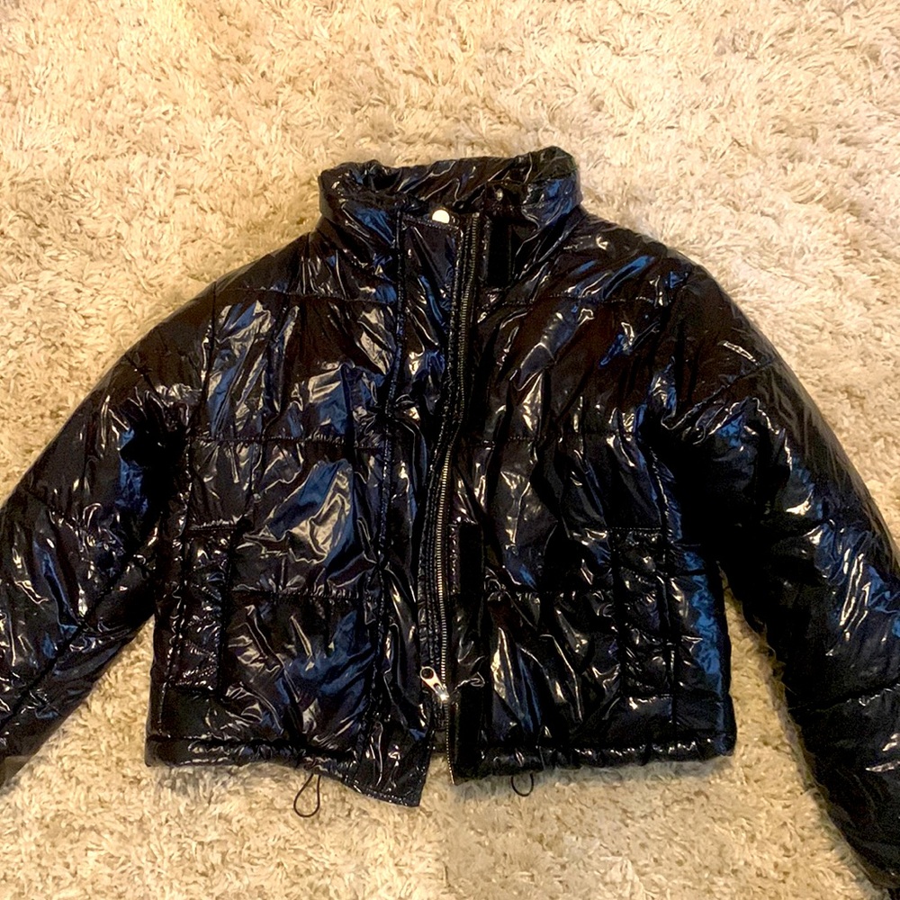 False leather puffer jacket